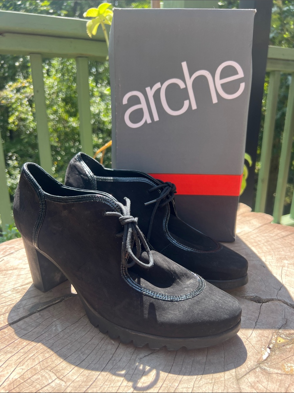 Arche Black Suede Lace-Up 3" Heeled Ankle Boots